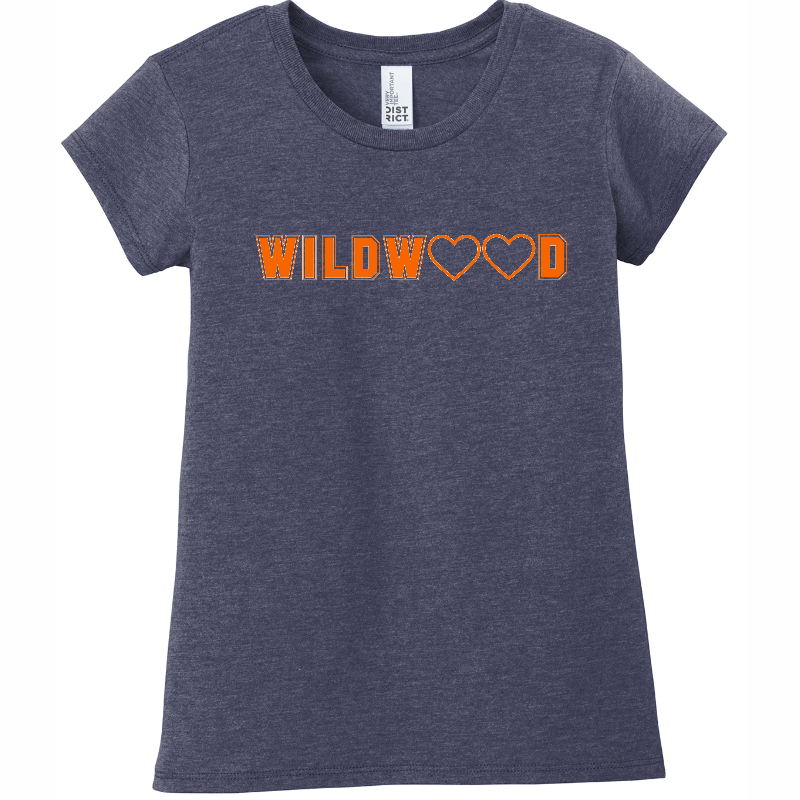 Girls tee (Navy blue; orange font) Main Image